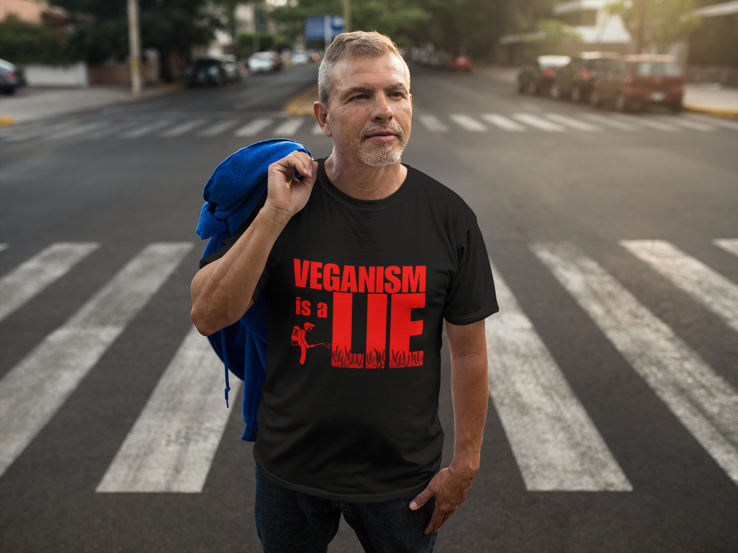 Veganism is a lie T-shirt, Funny Anti-Vegan Unisex Tee, Plant-Based Anti-Vegan Gift Idea!